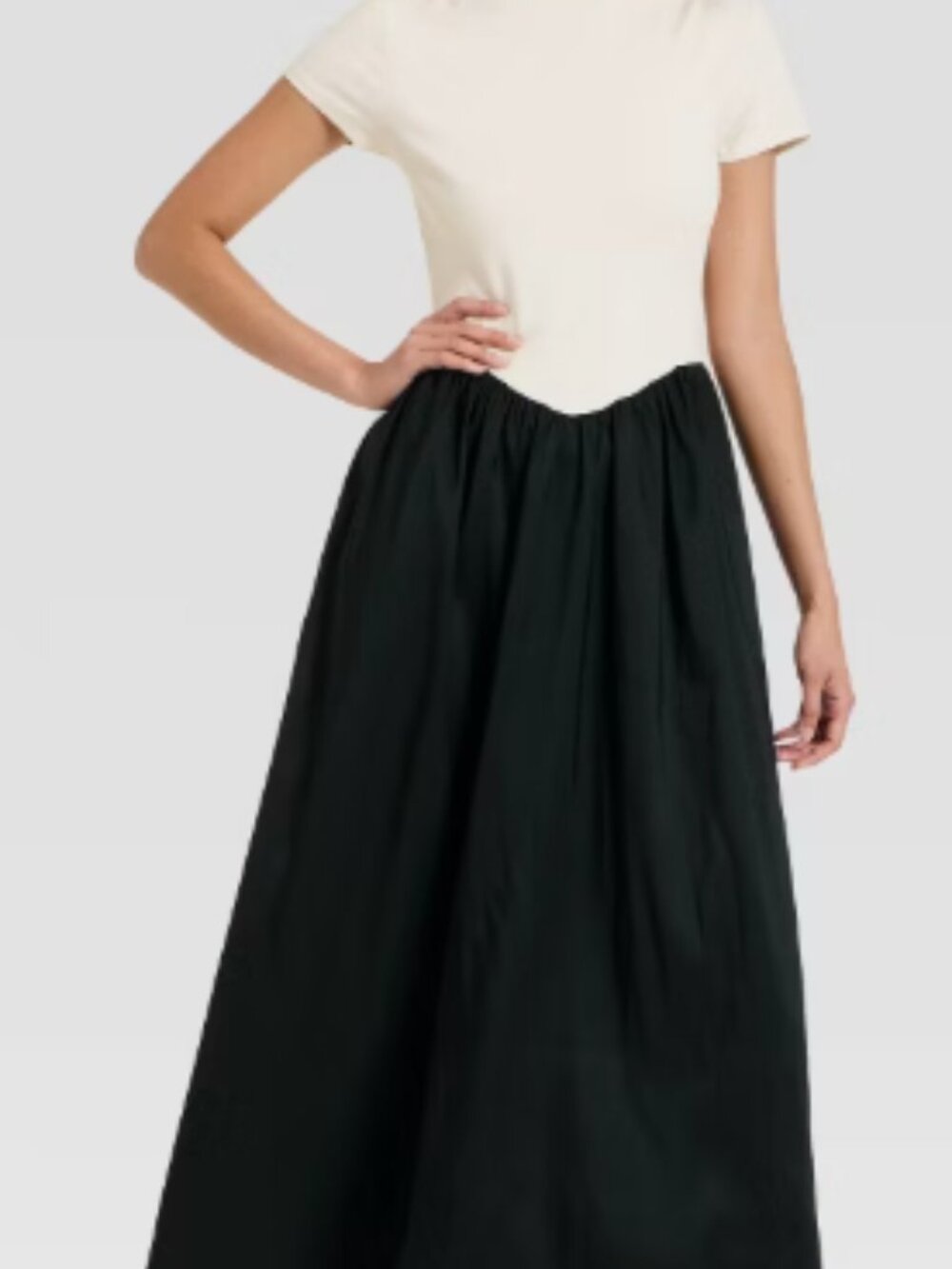 A New Day Women's Backless Knit Maxi Dress in Cream/Black- Size L